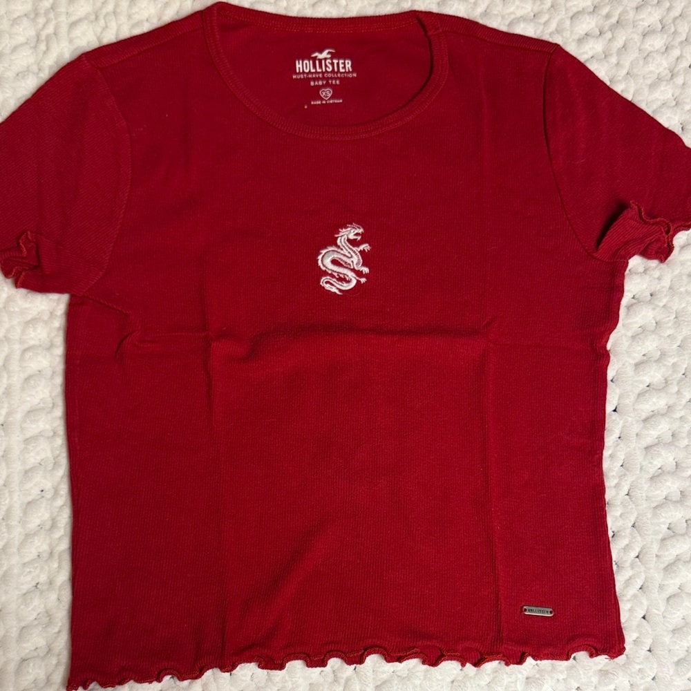 Hollister Red Tee with Dragon Detail